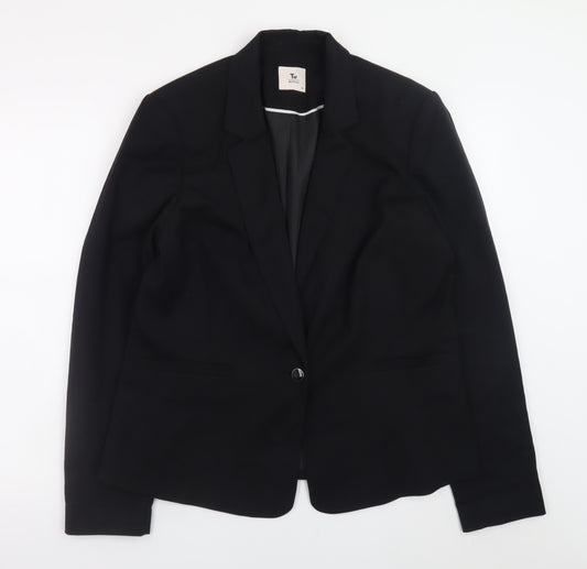 Tu Women Black Regular Fit Blazer Size 16 Lined Work Jacket