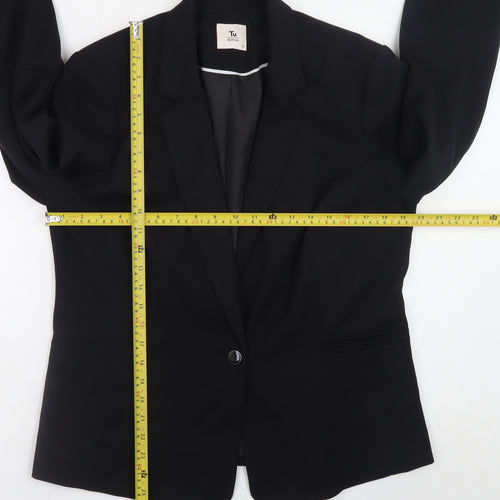 Tu Women Black Regular Fit Blazer Size 16 Lined Work Jacket
