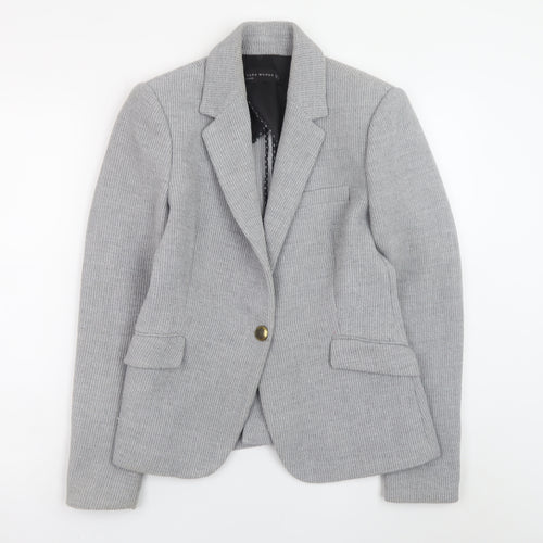 Zara Woman Grey Wool Blend Blazer Jacket Medium UK 12