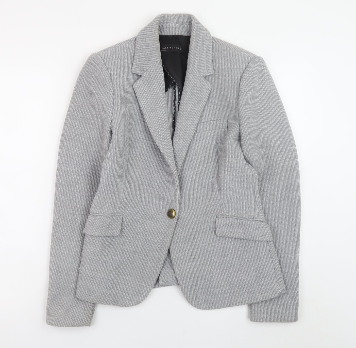Zara Woman Grey Wool Blend Blazer Jacket Medium UK 12