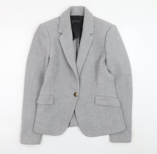 Zara Woman Grey Wool Blend Blazer Jacket Medium UK 12