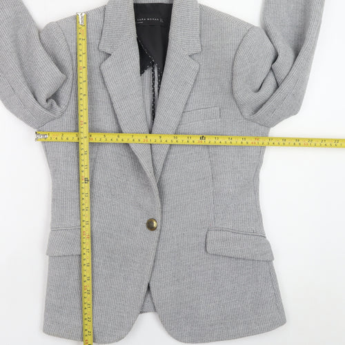 Zara Woman Grey Wool Blend Blazer Jacket Medium UK 12