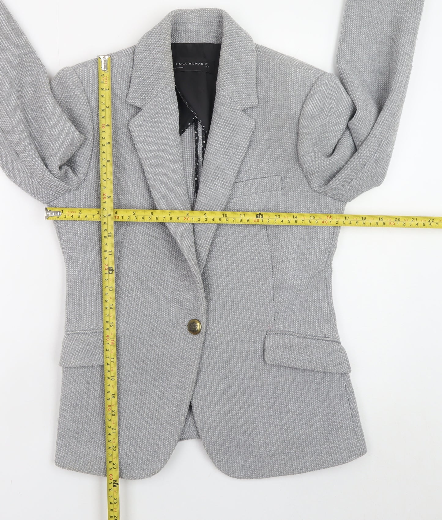 Zara Woman Grey Wool Blend Blazer Jacket Medium UK 12