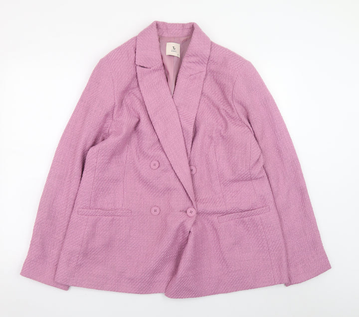 Tu Women’s Pink Double Breasted Blazer Jacket Size 18 Polyester