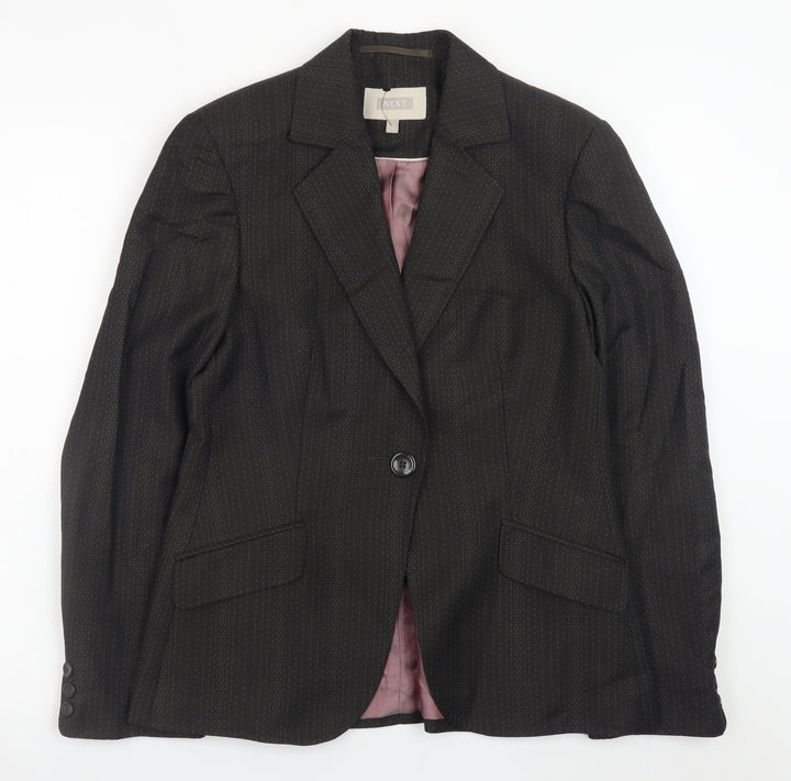 Next Womens Black Wool Blend Pinstripe Blazer Size 12
