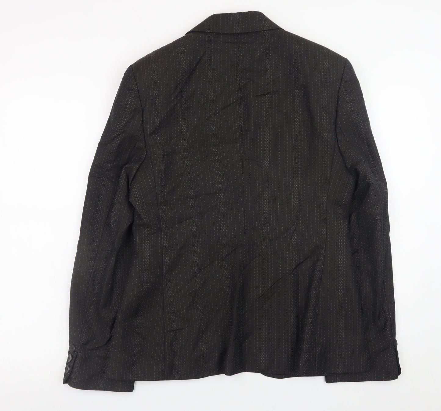Next Womens Black Wool Blend Pinstripe Blazer Size 12