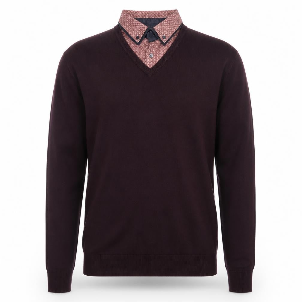 Front view of Next Men’s Brown V-Neck Cotton Blend jumper Medium