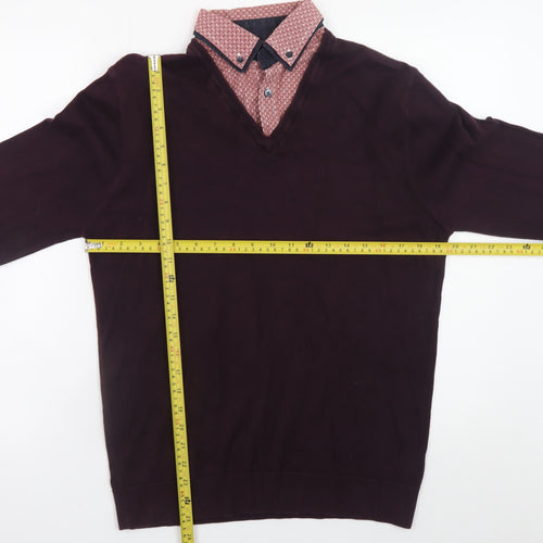 Next Men’s Brown V-Neck Cotton Blend Pullover Jumper Medium