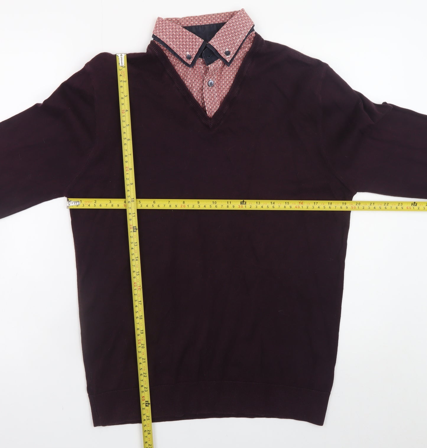 Next Men’s Brown V-Neck Cotton Blend Pullover Jumper Medium