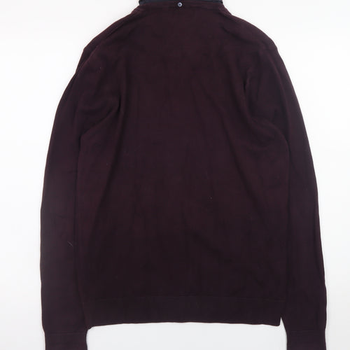 Next Men’s Brown V-Neck Cotton Blend Pullover Jumper Medium