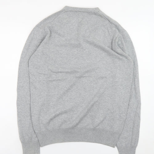 Peter Werth Men's Grey Cotton Henley Jumper Size M