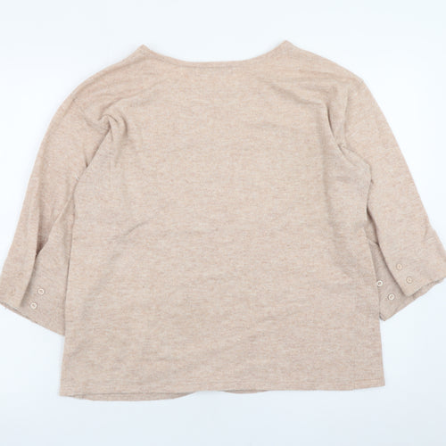 Fransa Womens Beige Wool Blend Boat Neck Pullover Jumper XS