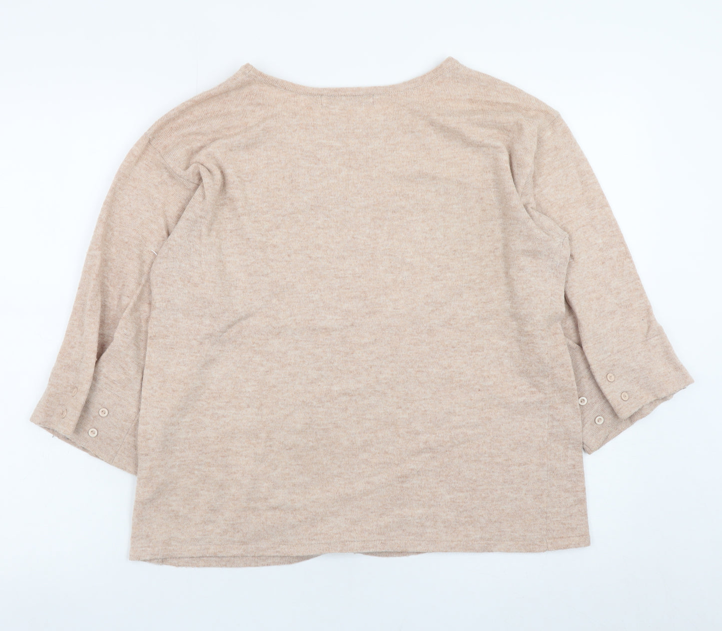 Fransa Womens Beige Wool Blend Boat Neck Pullover Jumper XS