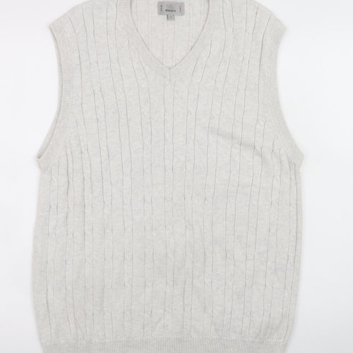 Marks and Spencer Men Ivory Cable Knit Cotton Vest L