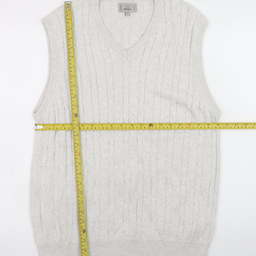 Marks and Spencer Men Ivory Cable Knit Cotton Vest L