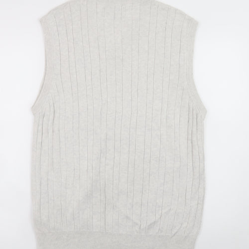 Marks and Spencer Men Ivory Cable Knit Cotton Vest L