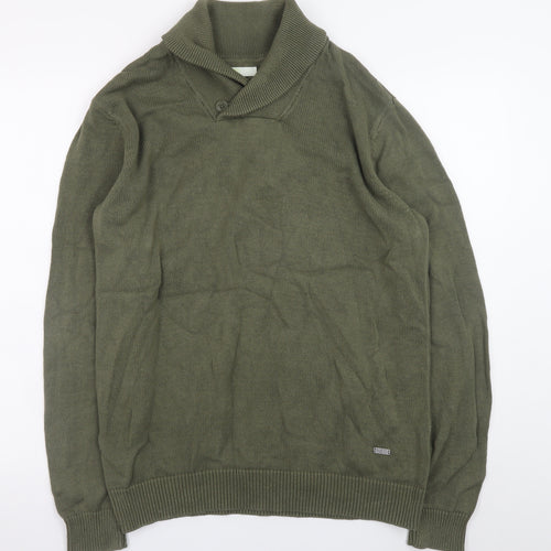 Adidas Men's Green Cotton Pullover Jumper L Regular Fit
