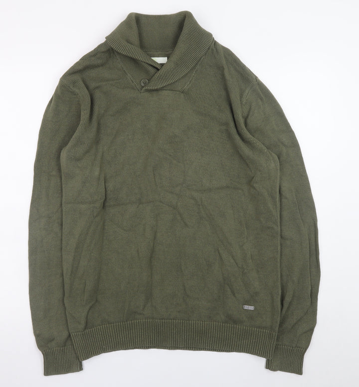 Adidas Men's Green Cotton Pullover Jumper L Regular Fit