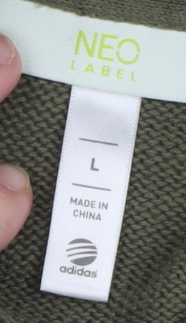 Adidas Men's Green Cotton Pullover Jumper L Regular Fit