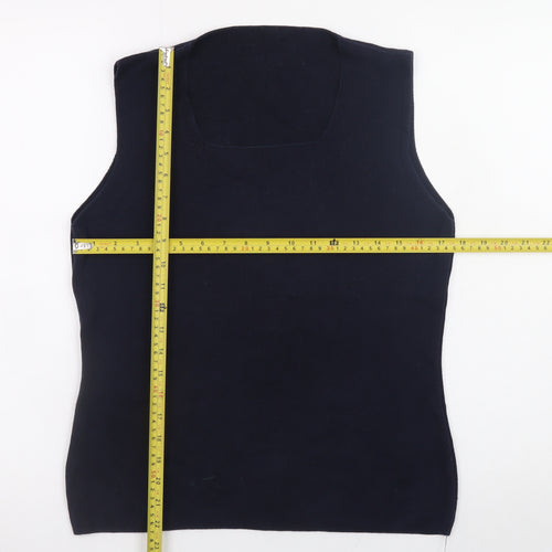 Marks and Spencer Women Black Cotton Sleeveless Tank Top Size 18