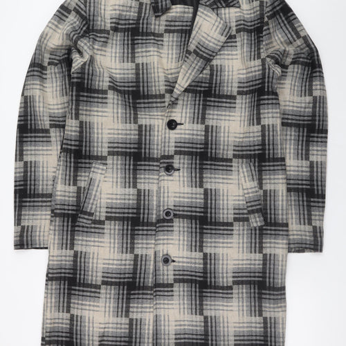 Bolongaro Trevor Women’s Grey Check Wool Blend Long Overcoat M