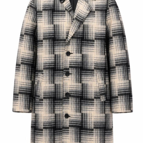 Bolongaro Trevor Women’s Grey Check Wool Blend Long Overcoat M