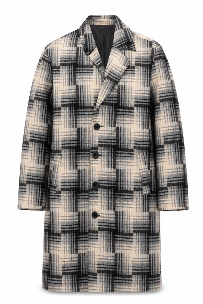 Bolongaro Trevor Women’s Grey Check Wool Blend Long Overcoat M