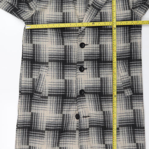 Bolongaro Trevor Women’s Grey Check Wool Blend Long Overcoat M