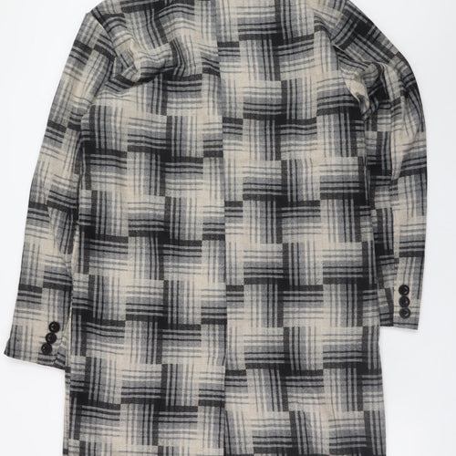 Bolongaro Trevor Women’s Grey Check Wool Blend Long Overcoat M