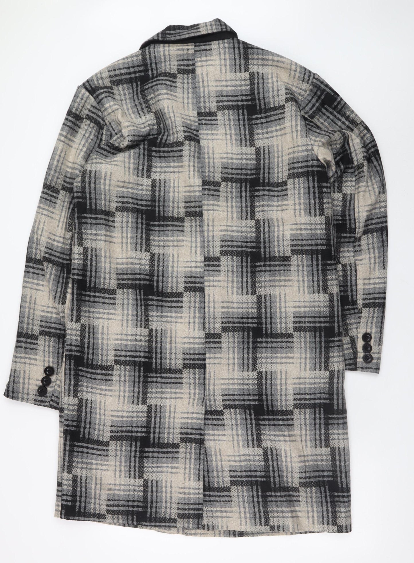 Bolongaro Trevor Women’s Grey Check Wool Blend Long Overcoat M