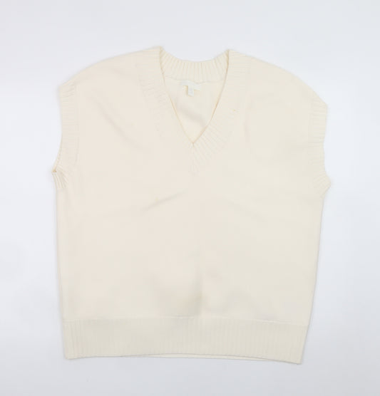 H&M Mens Ivory V-Neck Sleeveless Knit Vest S