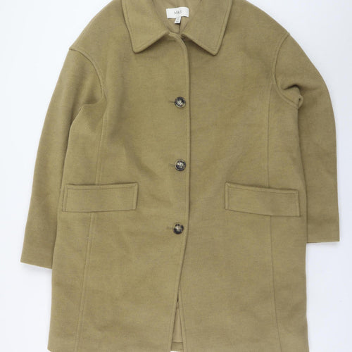 Marks and Spencer Women's Beige Mid-Length Wool Look Overcoat Size 14