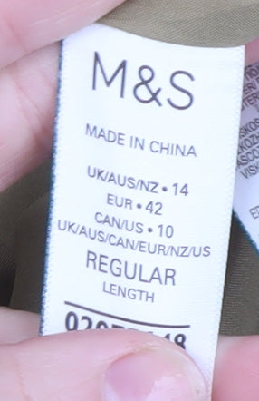 Marks and Spencer Women's Beige Mid-Length Wool Look Overcoat Size 14