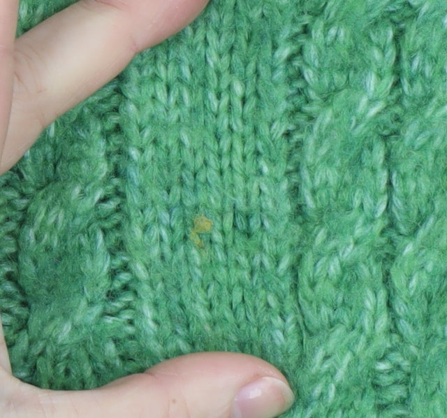 Marks and Spencer Women's Green Cable-Knit V-Neck Jumper Size M