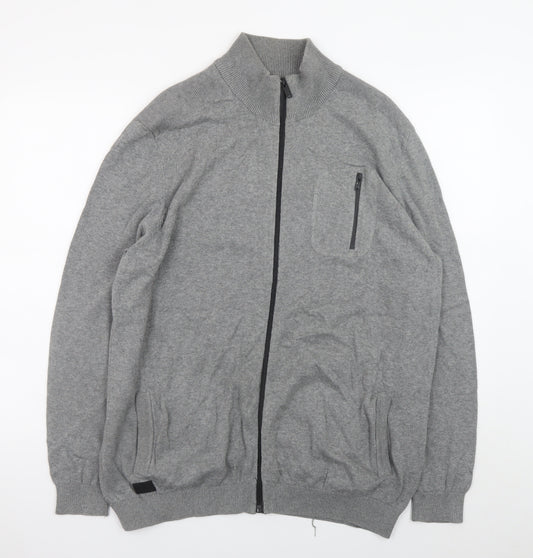 Dissident Men's Grey Full Zip Cotton Jumper XL
