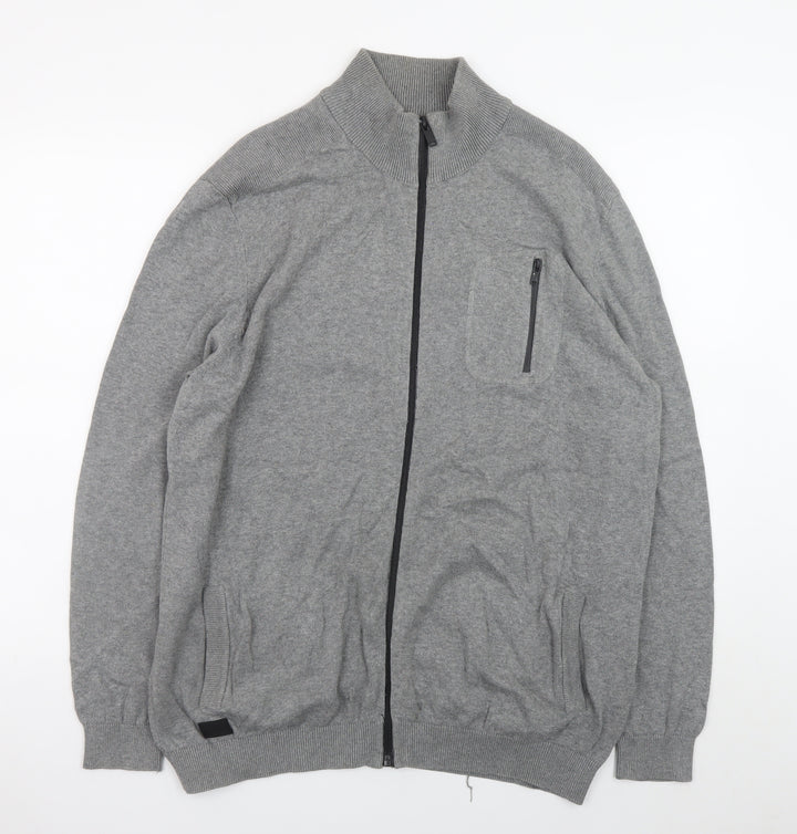 Dissident Men's Grey Full Zip Cotton Jumper XL