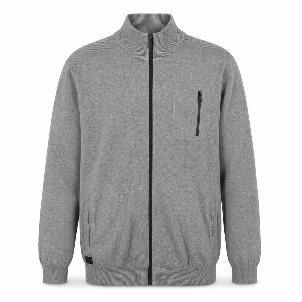 Front view of Dissident Men's Grey Full Zip Cotton Jumper XL