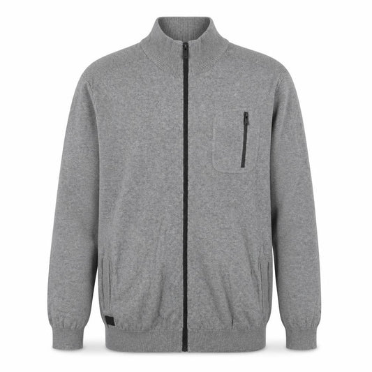 Front view of Dissident Men's Grey Full Zip Cotton Jumper XL