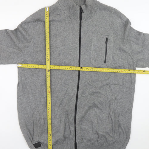 Dissident Men's Grey Full Zip Cotton Jumper XL