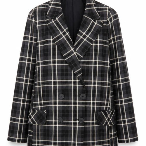Primark Women's Black Check Blazer Size 12 Classic Lined Workwear Jacket