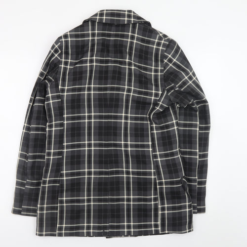 Primark Women's Black Check Blazer Size 12 Classic Lined Workwear Jacket