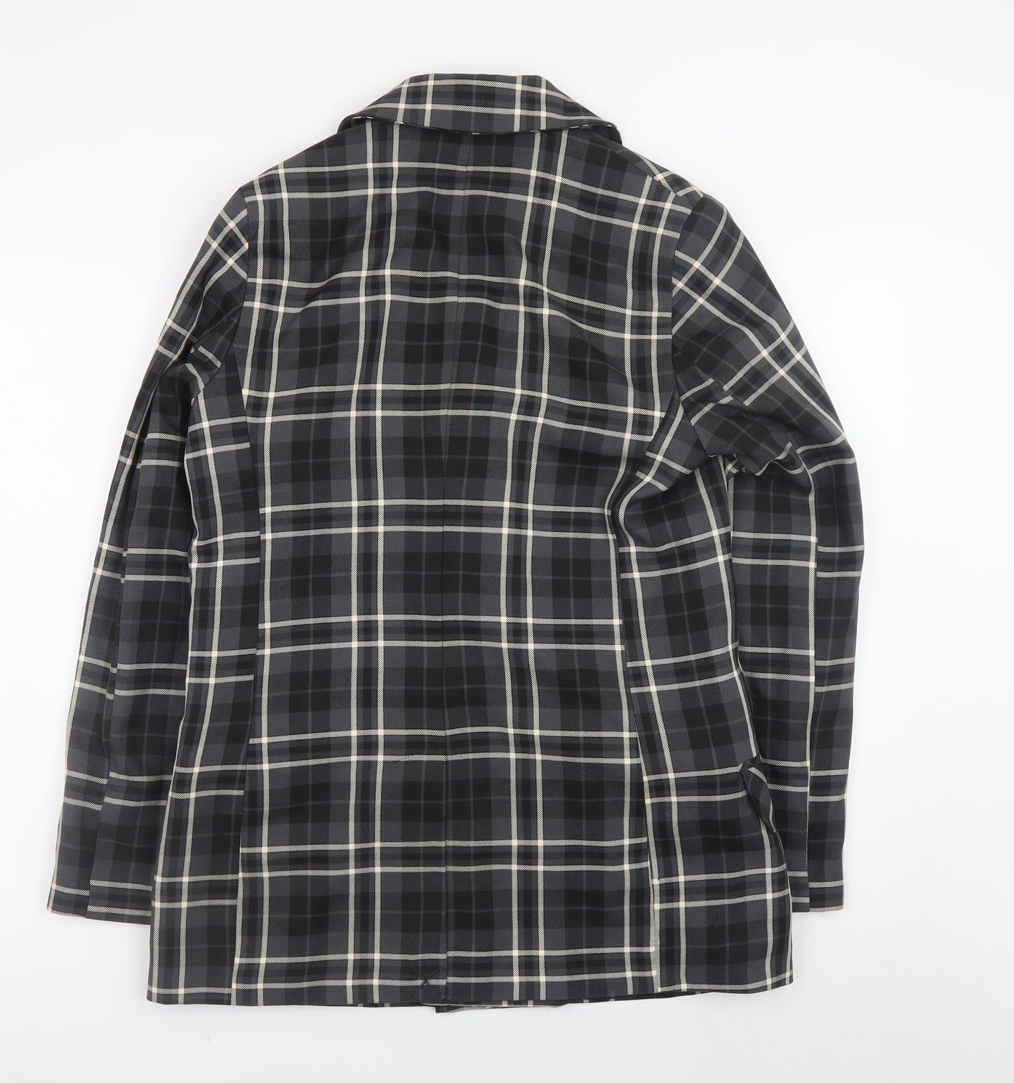 Primark Women's Black Check Blazer Size 12 Classic Lined Workwear Jacket