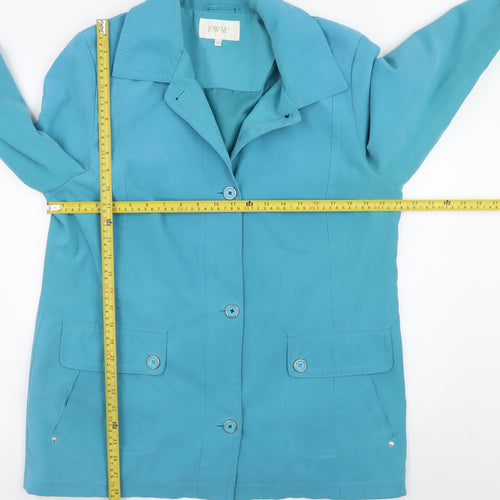 EWM Women Blue Size 14 Mid-Length Button Jacket