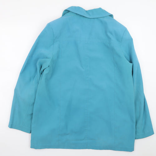 EWM Women Blue Size 14 Mid-Length Button Jacket