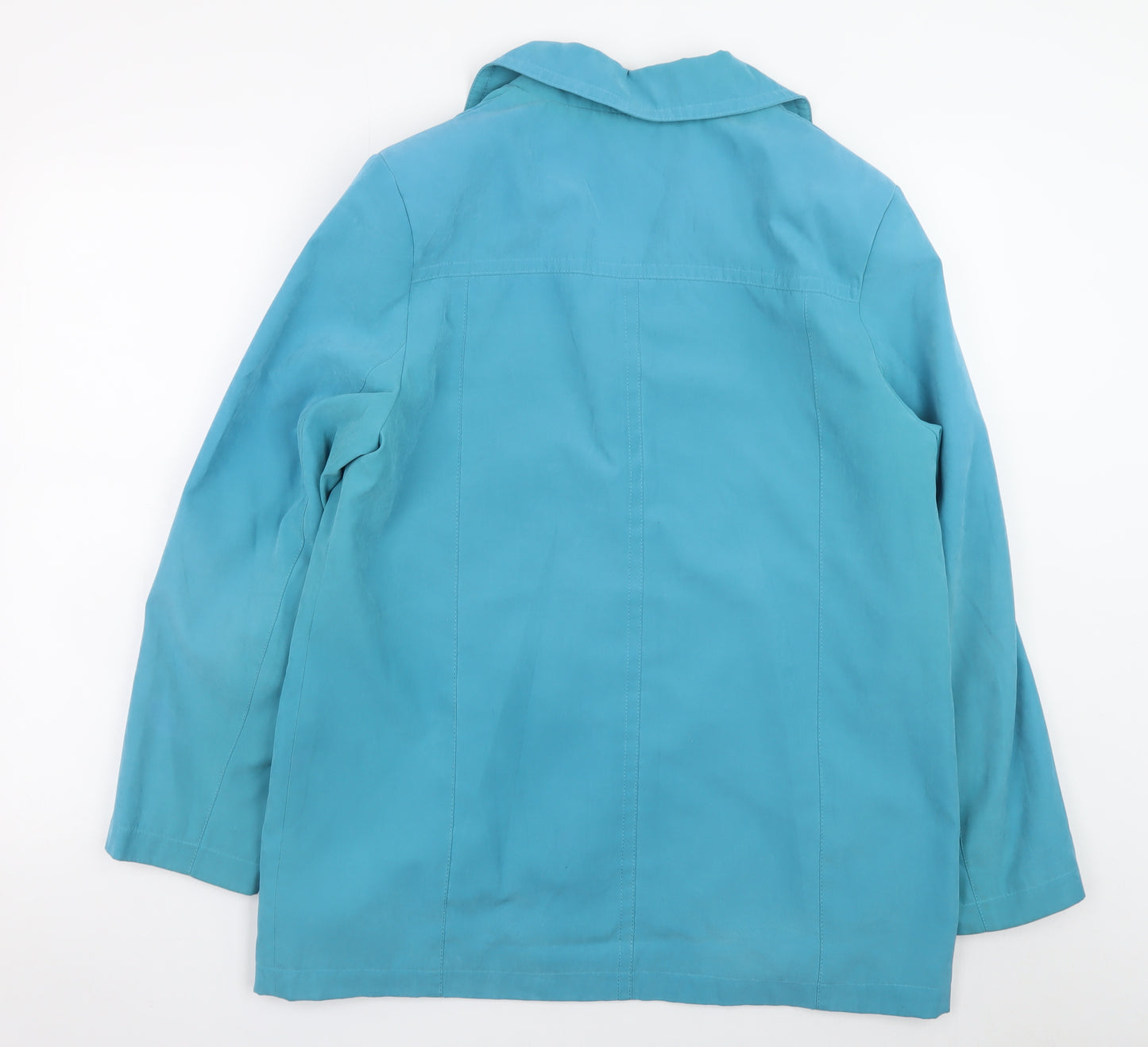 EWM Women Blue Size 14 Mid-Length Button Jacket