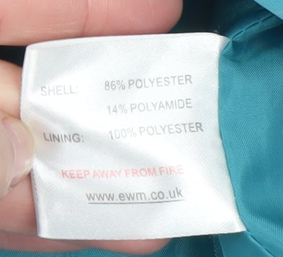 EWM Women Blue Size 14 Mid-Length Button Jacket