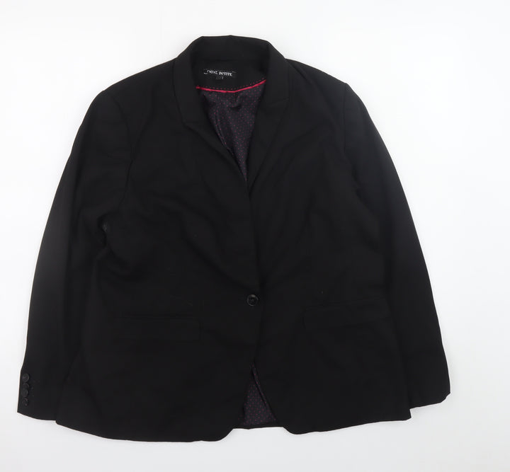 Next Petite Women's Black Blazer Jacket Size 18P Classic Formal Workwear