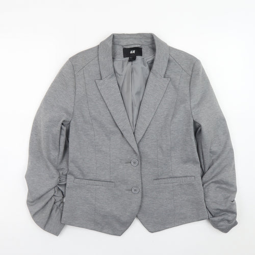 H&M Women’s Grey Blazer Size 14 Regular Fit Lined Jacket
