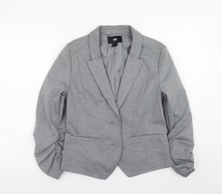 H&M Women’s Grey Blazer Size 14 Regular Fit Lined Jacket