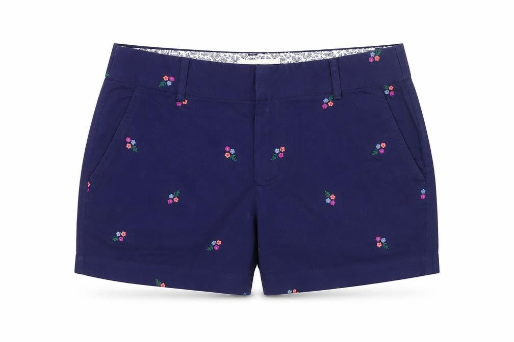 Cynthia Rowley Women’s Blue Embroidered Floral Chino Shorts UK 6